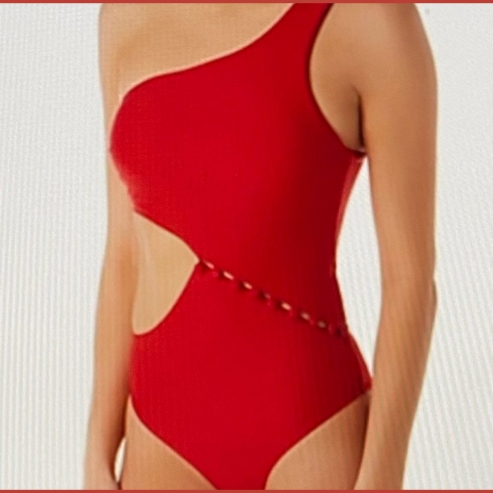 Red Carter NWT One Shoulder Cutout One Piece Swimsuit Sz 10
